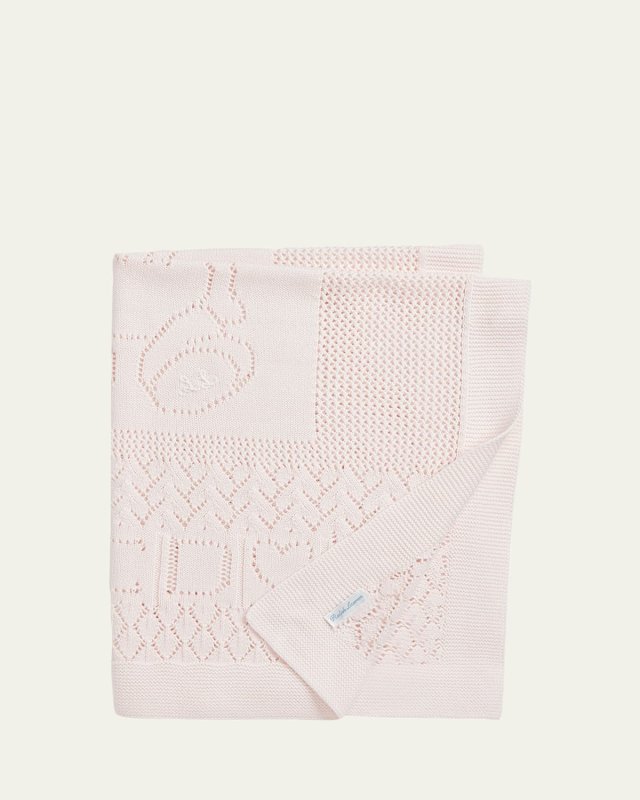 Girl's Pointelle Teddy Bear Blanket